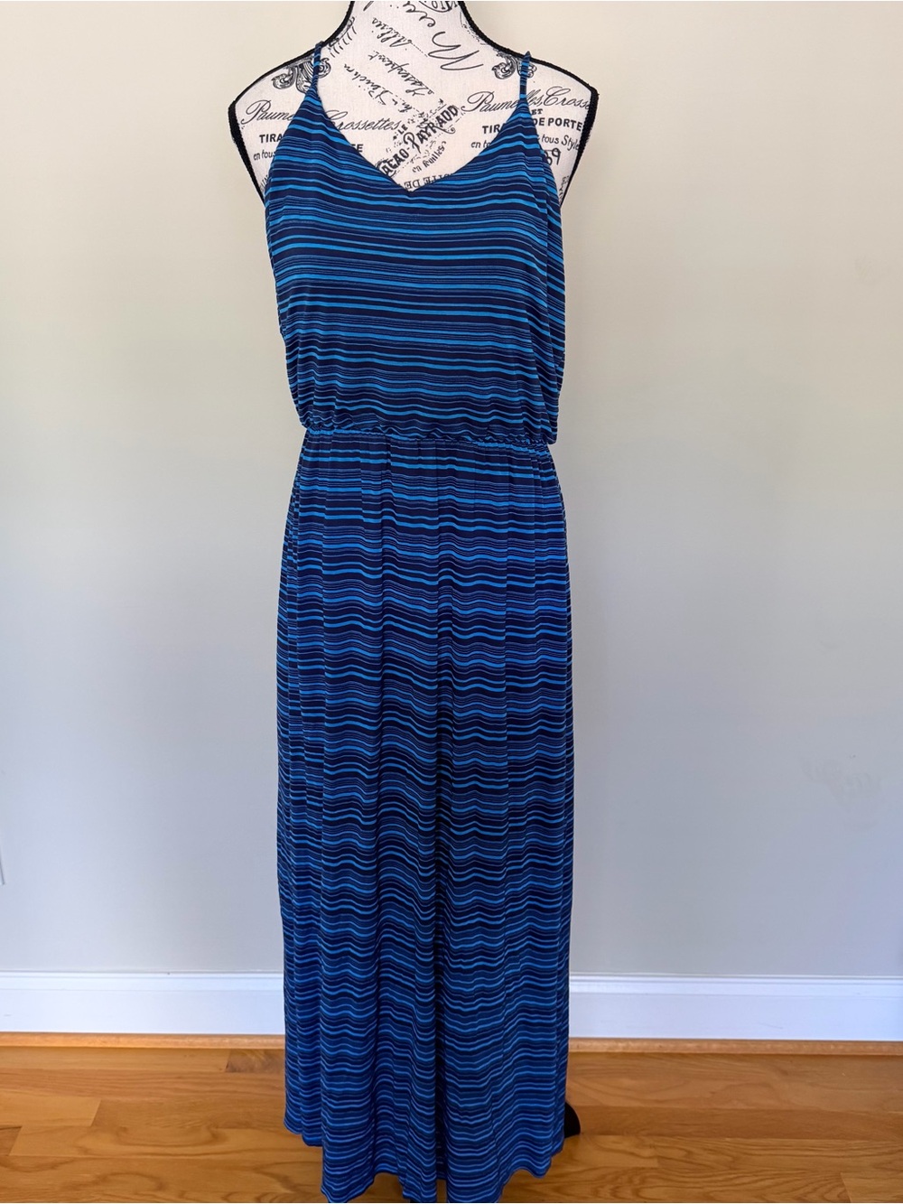 LC Lauren Conrad Blue Striped Maxi Dress